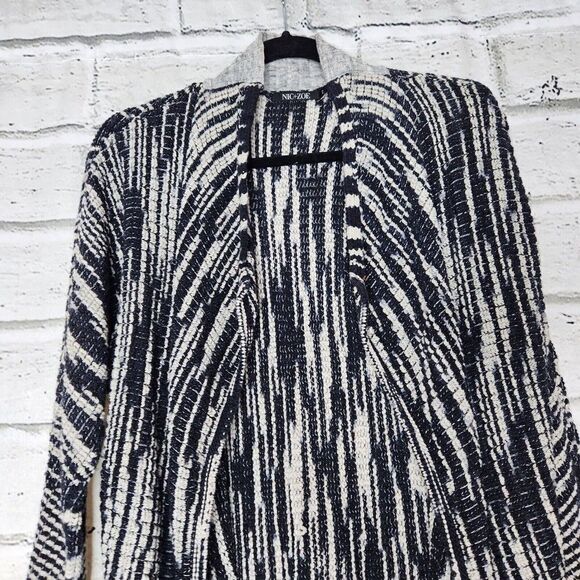 Nic+Zoe Blue Gray Open Front Knit Cardigan Sweater Women PP Size 2P Cotton Rayon - Picture 3 of 12